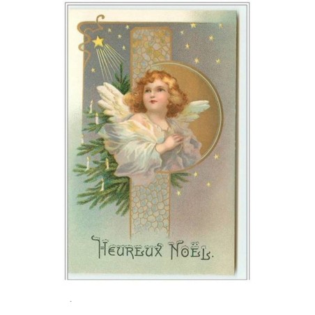 n°3233 - Heureux Noel - Clapsaddle - Angelot fond rose