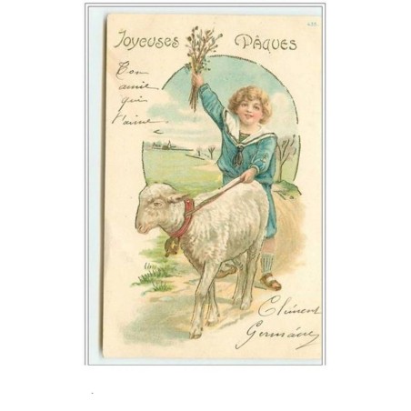 n°3242 - Joyeuses Paques - Enfant avec un mouton