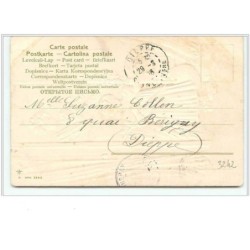n°3243 - Carte Gaufree - Femme et enfant rentrant dans une maison