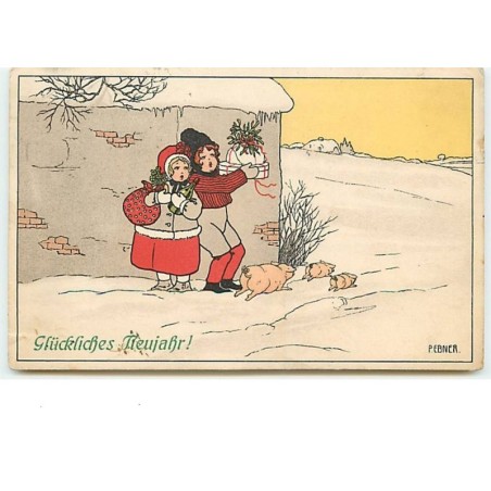 n°12007 - MM Vienne n°551 - Pauli Ebner - Glückliches Neujahr - Enfants apportant des cadeaux et à manger