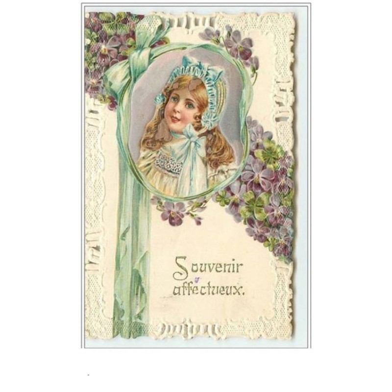 n°3250 - Carte Gaufree - Souvenir Affectueux - Fillette dans un médaillon