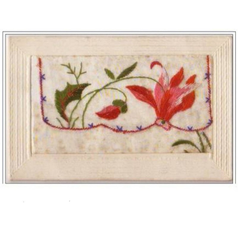 n°3253 - Carte Brodee  - Fleur rouge