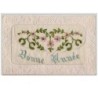 n°3254 - Carte Brodee  - Bonne Annee - Petites fleurs roses