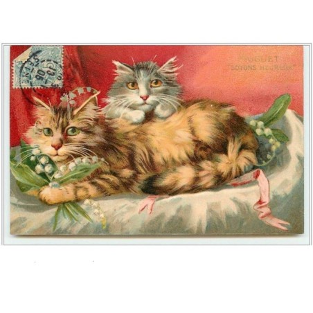 n°3268 - Maurice Boulanger non signée - Chat - Muguet Soyons Heureux