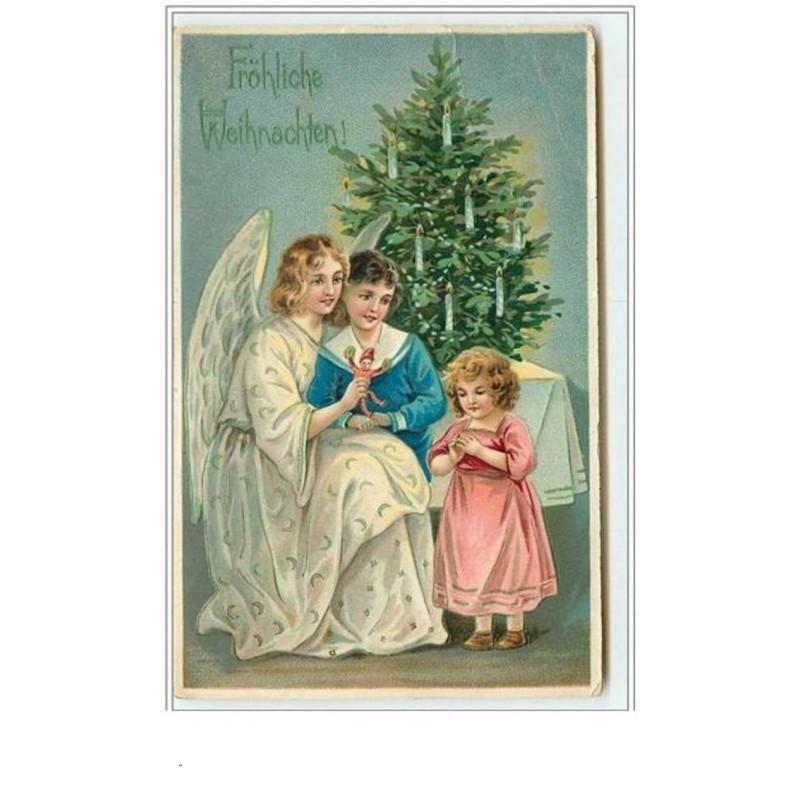 n°3279 - Frohliche Weihnachten - Ange avec des enfants au pied du sapin