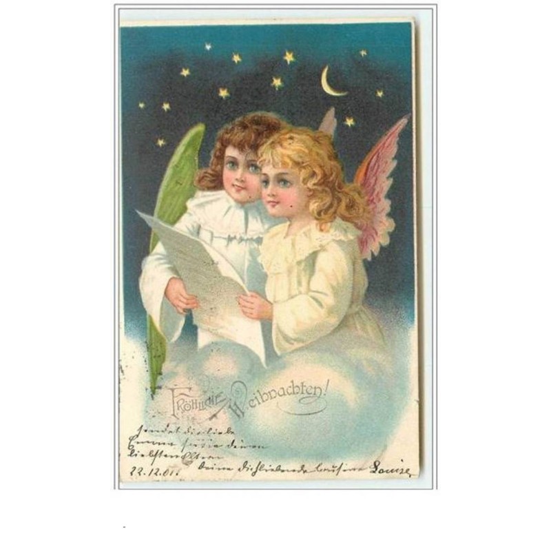n°3283 - Frohliche Weihnachten - Angelots lisant une partition