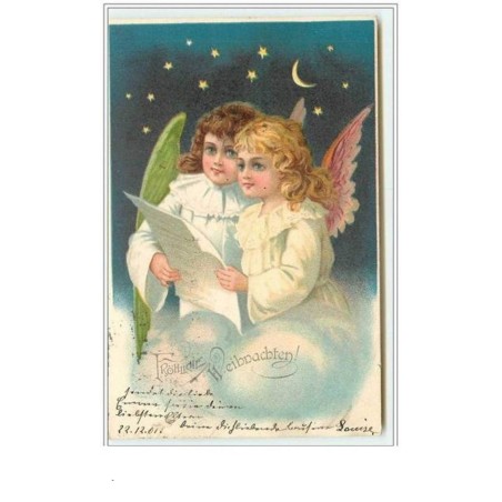 n°3283 - Frohliche Weihnachten - Angelots lisant une partition
