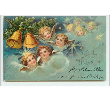 n°3284 - Frohliche Weihnachten - Tetes d'anges - cloches