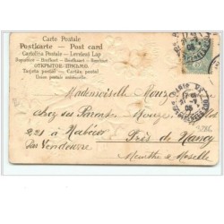 n°3286 - Carte Gaufree - Souvenir Affectueux - Ange avec un trèfle et un bouquet à la main