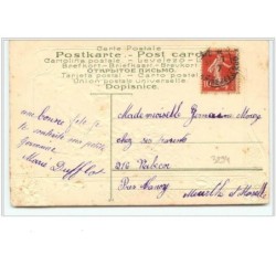 n°3294 - Carte Gaufree -Bonne Fete - Femme allongee sous un cerisier en fleur