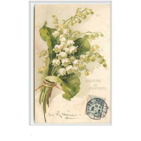 n°3305 - Catharina Klein - Carte Gaufree - Souvenir de Printemps - Muguet