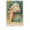 n°3344 - Carte Gaufree - Bonne Annee - Angelot mettant une lettre dans la boite aux lettres