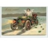 n°3345 - Carte Gaufree - Bonne Annee - Angelot dans une voiture