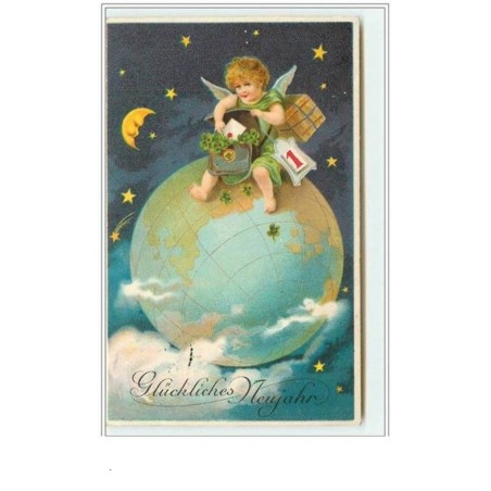 n°3349 - Gluckliches Neujahr - Angelot sur le globe terrestre - n 1