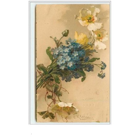 n°3369 - Catharina Klein - Bouquet de myosotis et fleurs blanches