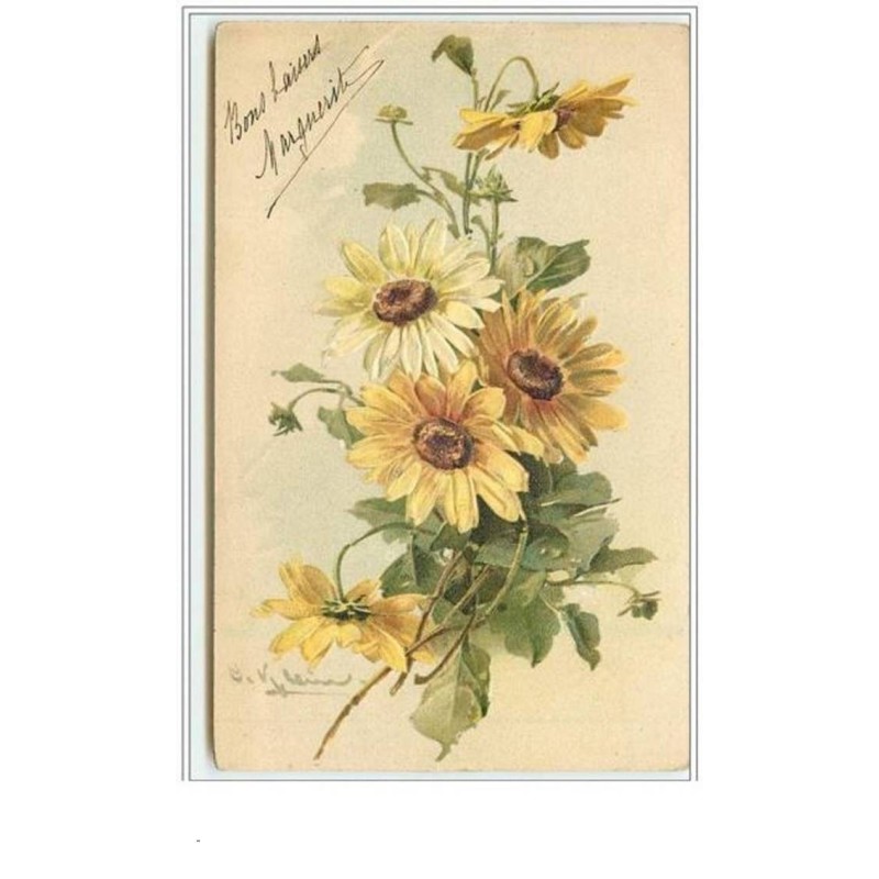 n°3375 - Catharina Klein - Carte Gaufree - Fleurs  jaunes