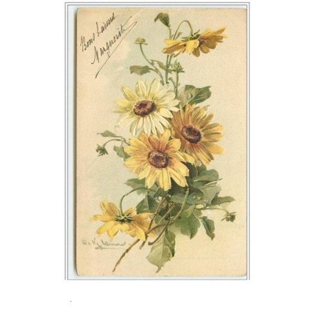 n°3375 - Catharina Klein - Carte Gaufree - Fleurs  jaunes