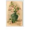 n°3376 - Catharina Klein - Bouquet de fleurs roses dans un vase vert