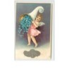 n°341 - Carte Gaufrée -  Bonne Année - Angelot avec une corne d'abondance