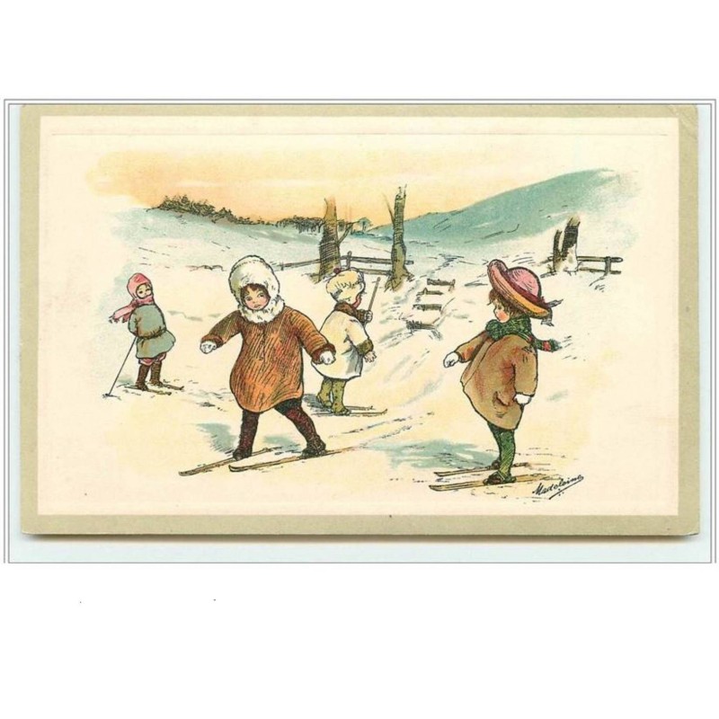 n°3444 - Madeleine -Enfants faisant du ski