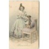 n°12022 - MM Vienne n°342 - H. Schubert -Heureuse Année ! - Jeune femme près d'un chien tenant un bouquet