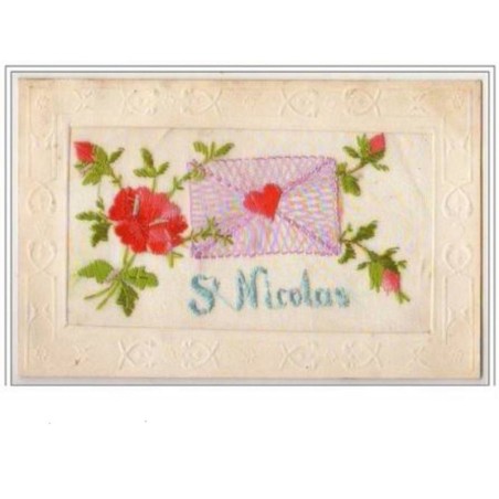n°3451 - Carte Brodee - Saint Nicolas - Enveloppe avec un coeur