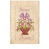 n°3454 - Carte Brodee - Bonne Année - Panier de fleurs