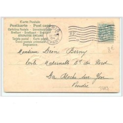n°3483 - Carte Gaufree - Enfant peignant un trèfle - cochon
