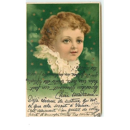 n°3497 - Visage d'enfant - Fond Vert