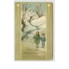 n°3517 - Frohliches Neues Jahr - Enfants dans un paysage hivernal