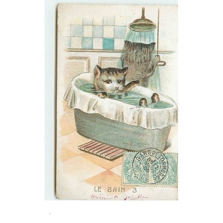 n°3533 - Chats faisant leur toilette - Le Bain°3