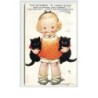 n°3537 - D. Tempest - Fillette avec deux chats noirs