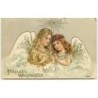 n°12035 - Carte Gaufrée - Fröhliche Weihnachten - Anges gardiens