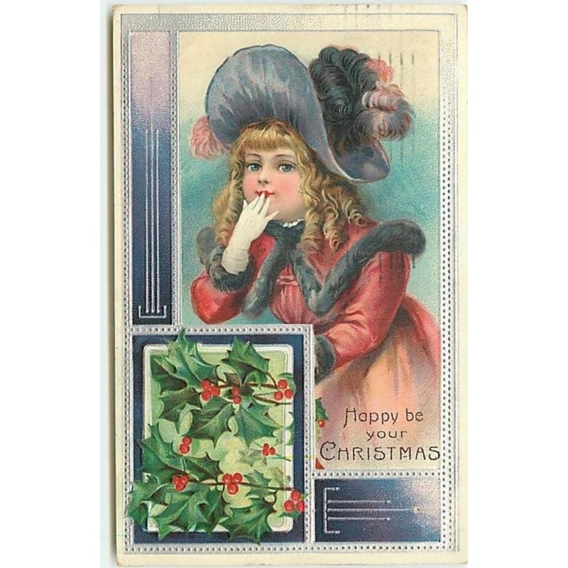 n°12037 - Carte Gaufrée - Happy be your Christmas - Jeune Fille