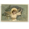 n°12038 - Carte Gaufrée - A Merry Christmas - Ange apportant un sapin