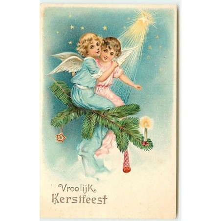 n°12039 - Carte Gaufrée - Vroolijk Kerstfeest - Anges - n°1