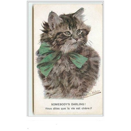 n°3644 - Chat avec un ruban vert - Somebody's Darling
