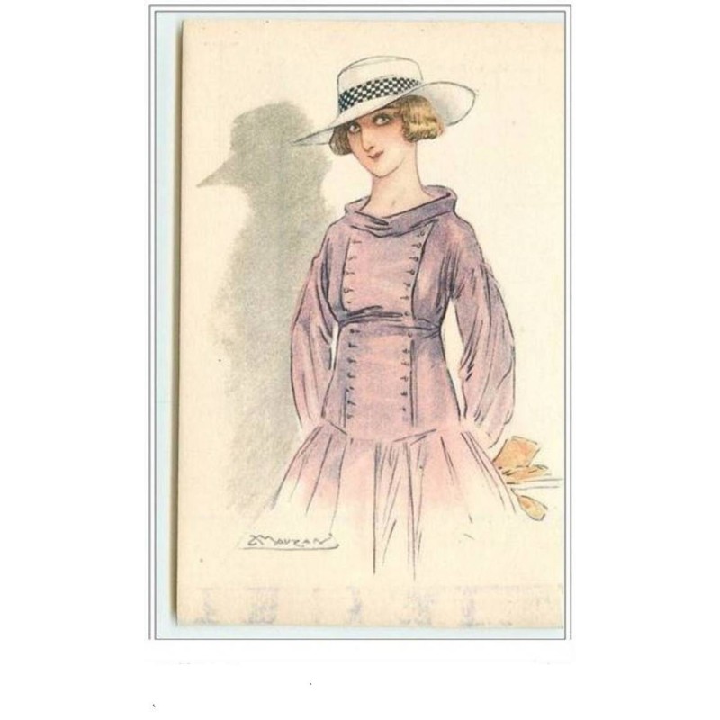 n°3651 - Mauzan - 202-2 - Femme en rose chapeau blanc