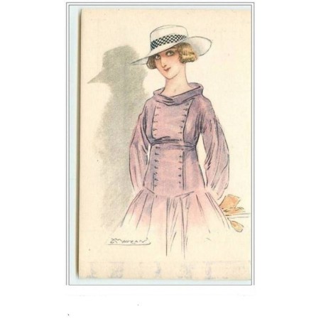 n°3651 - Mauzan - 202-2 - Femme en rose chapeau blanc