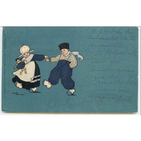 n°3751 - Ethel Parkinson -  series n°675A - Couple de jeunes hollandais - fond bleu