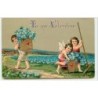n°3793 - To my Valentine - Angelots portant des myosotis dans des hottes