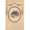 n°12051 - Carte Brodée Tissée Soie - Maison dans un médaillon