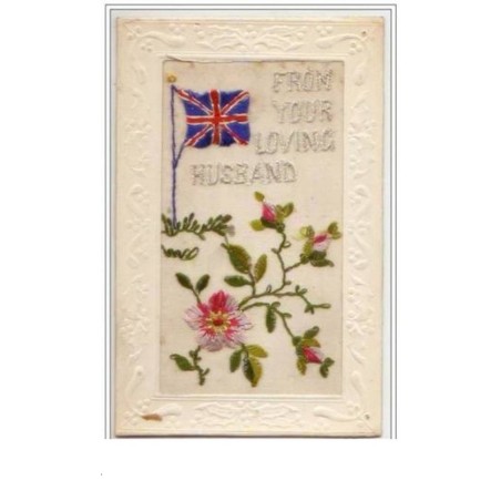 n°3805 - Carte Brodée - From your Loving Husband - Drapeau
