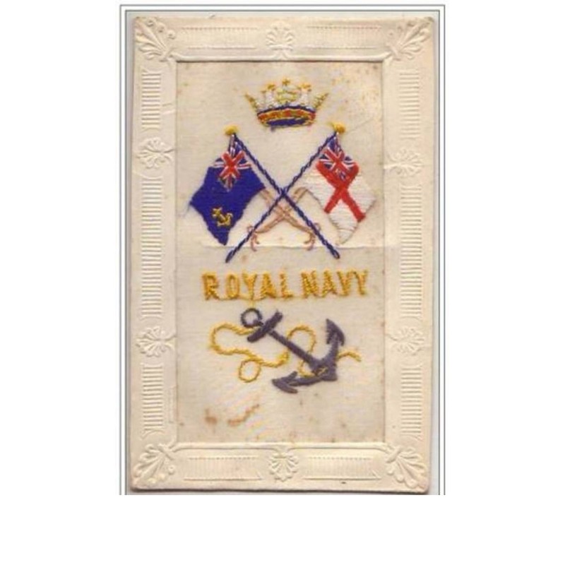n°3806 - Carte Brodée - Royal Navy - Drapeaux - Ancre