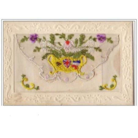 n°3808 - Carte Brodée - Carte avec pochette - Drapeaux