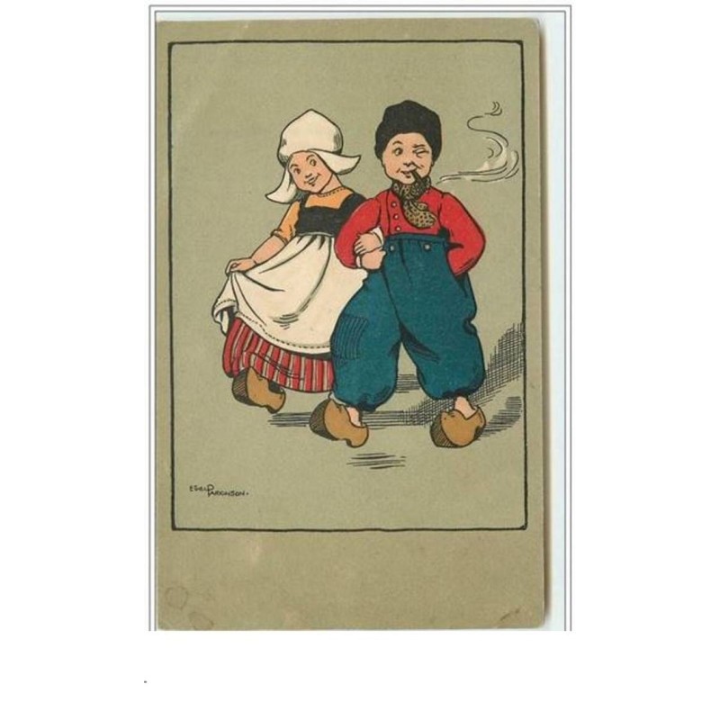 n°3811 - Ethel Parkinson - Couple de jeunes hollandais, garçon fumant.