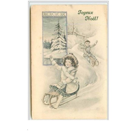n°3834 - Joyeux Noël - Enfants faisant de la luge