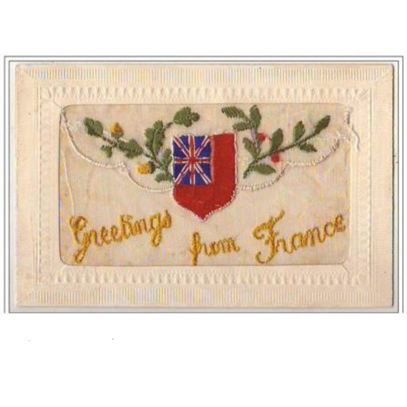 n°3852 - Carte Brodée - Greetings from France - Drapeau