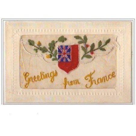 n°3852 - Carte Brodée - Greetings from France - Drapeau