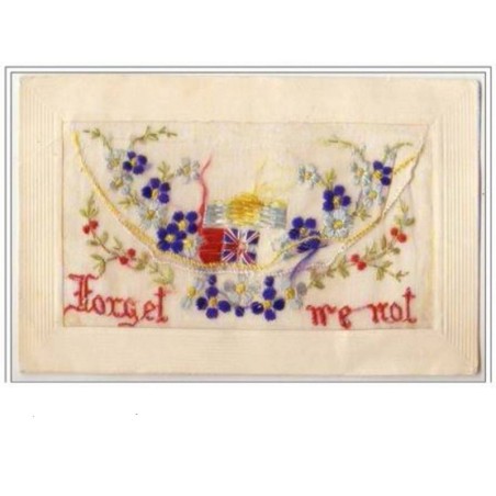 n°3853 - Carte Brodée - Forget me not - Drapeau et soleil